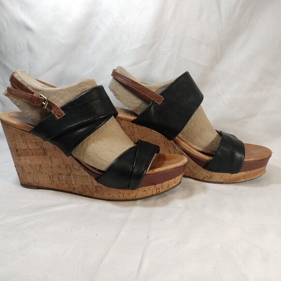 Corso Como Two-Tone Black and Brown Leather Cork Wedges 9.5 - Worn Once! - Picture 4 of 11